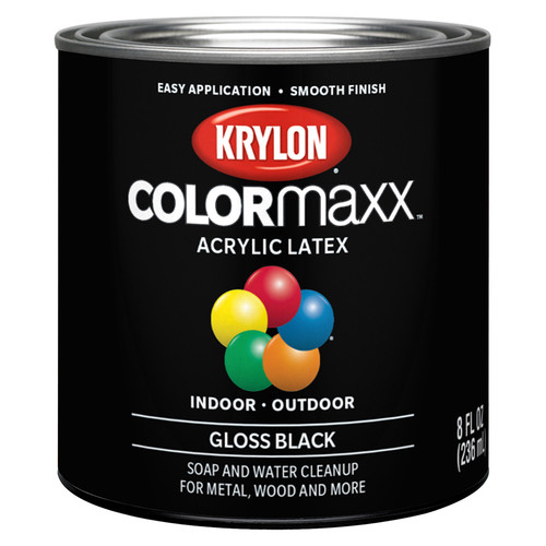 1/2 Pt Krylon K05605007 Black COLORmaxx Paint & Primer, Gloss