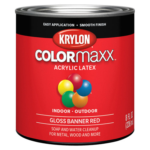 1/2 Pt Krylon K05633007 Banner Red COLORmaxx Paint & Primer, Gloss