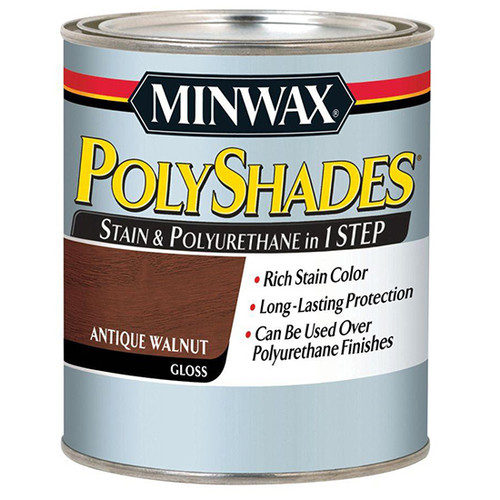 1/2 Pt Minwax 21440 Antique Walnut PolyShades Wood Stain And Polyurethane Gloss