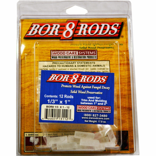 1/3" x 1" Wood Care Systems 13124 Bor 8 Rods Borate Rods, 24-Pack