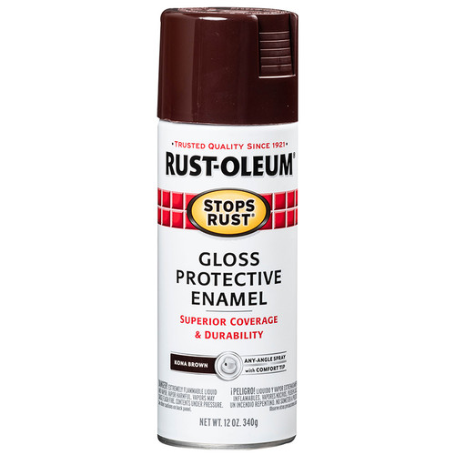 12 Oz Rust-Oleum 267112 Kona Brown Stops Rust Protective Enamel Spray Paint, Gloss - Case of 6