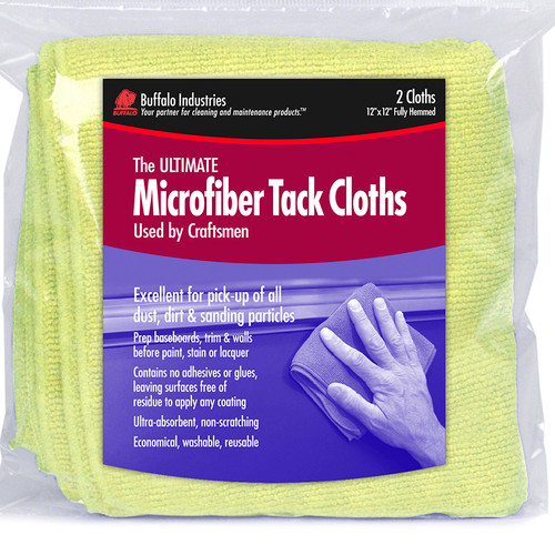 12" x 12" Buffalo 65008 Microfiber Tack Ultimate Microfiber Tack Cloths, 2-Pack