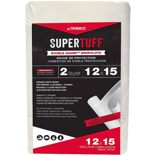 12' x 15' Trimaco 02703 Double Guard Two Layer Heavy Duty Dropcloth - Case of 12