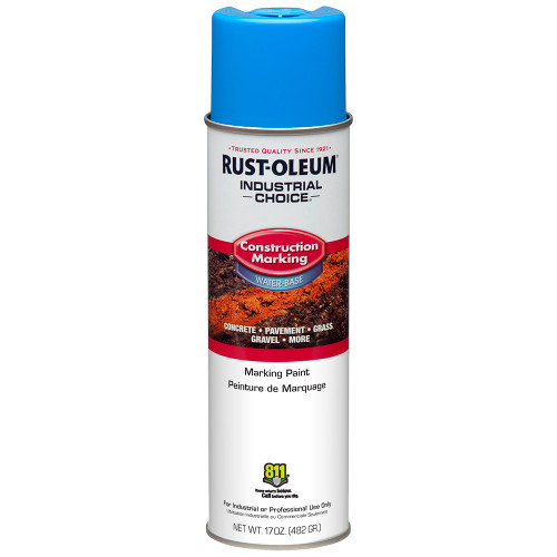 17 Oz. Rust-Oleum 264694 Caution Blue Industrial Choice M1400 System Water-Based Construction Marking Spray Paint