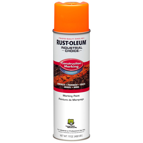 17 Oz. Rust-Oleum 264697 Fluorescent Orange Industrial Choice M1400 System Water-Based Construction Marking Spray Paint