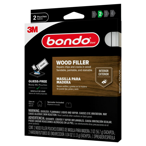 2 Oz 3M WF-2PK-ES Bondo Wood Filler Ready Mix Pouches, 2-Pack - Case of 6
