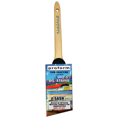 2-1/2" Proform CS2.5AX White China Angled Cut Sash Paint Brush, Sash Handle