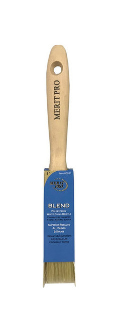 Merit Pro 00031 1" Blend White China Bristle Polyester Beavertail Brush - 12ct. Case