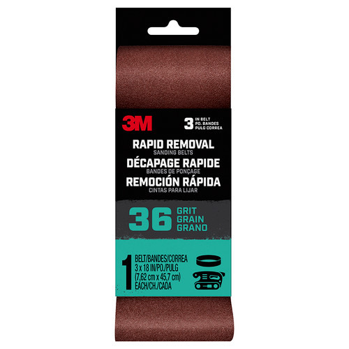 3" x 18" 3M Belt3x181pk36 Rapid Removal Power Sanding Belt, 36-Grit