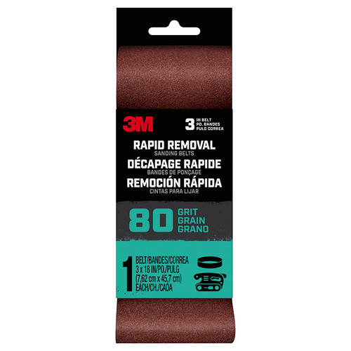 3" x 18" 3M Belt3x181pk80 Rapid Removal Power Sanding Belt, 80-Grit