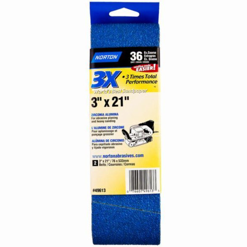 3" x 21" Norton 02228 ProSand Portable Sanding Belt 36-Grit Handy-Pack