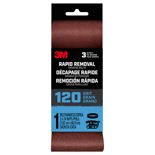 3" x 24" 3M Belt3x241pk120 Rapid Removal Power Sanding Belt, 120-Grit