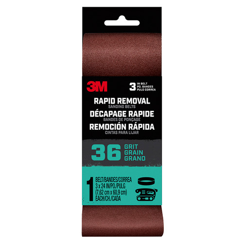 3" x 24" 3M Belt3x241pk36 Rapid Removal Power Sanding Belt, 36-Grit