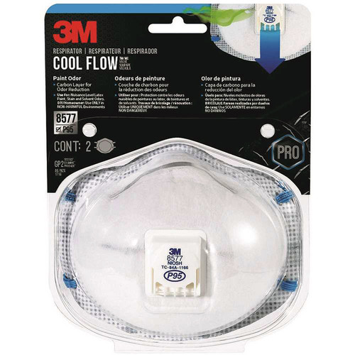 3M 8577C2-DC-PS 3M Cool Flow Paint Odor Valved Respirator, 2-Pack