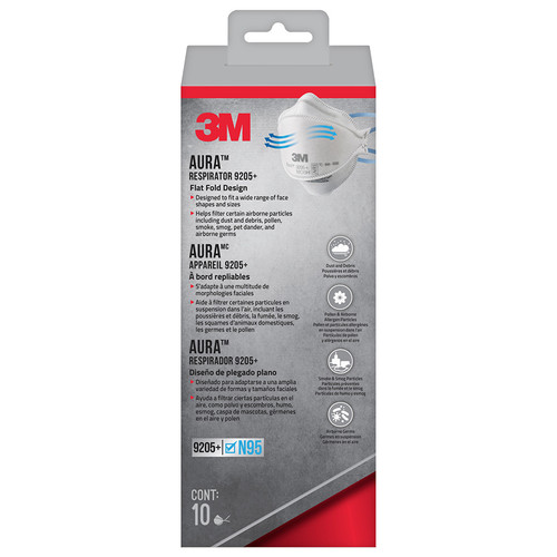 3M 9205P-10-DC Aura N95 Particulate Respirator, 10-Pack