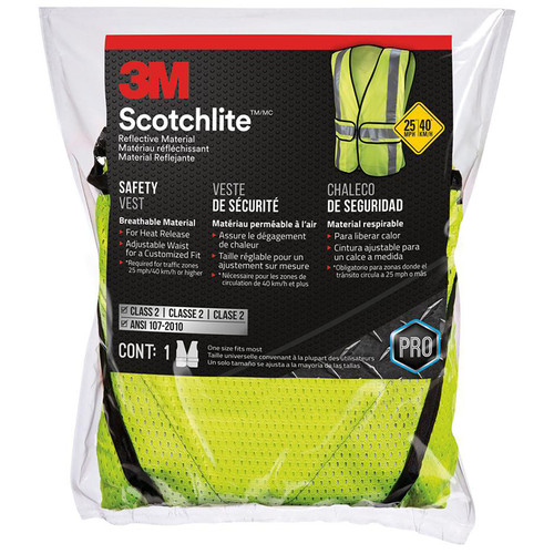 3M 94617-80030 Yellow Tekk Protection Hi-Viz Contruction Vest