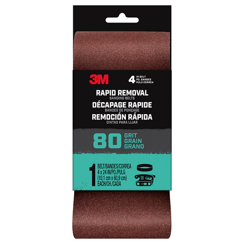 4" x 24" 3M Belt4x241pk80 Rapid Removal Power Sanding Belt, 80-Grit