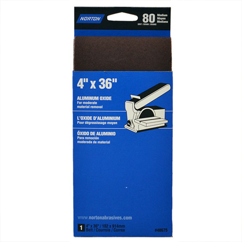 4" x 36" Norton 48675 MultiSand Sanding Belt, 80-Grit Handy-Pack (R215, R255) - Case of 6