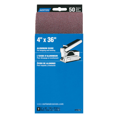 4" x 36" Norton 48690 MultiSand Sanding Belt, 50-Grit Handy-Pack (R215, R255) - Case of 6