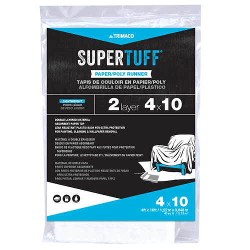 4' x 10' Trimaco 2501 SuperTuff Paper/Poly Dropcloth Runner