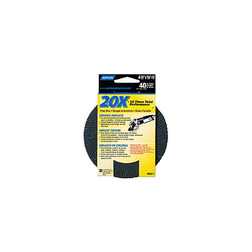 4.5" x 5/8" Norton 03211 BlueFire Grinding & Finishing Flap Disc 40-Grit, 11 Hub - Case of 5