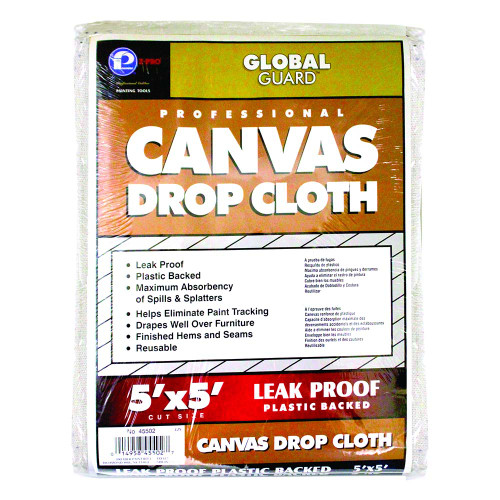 5' x 5' Premier 45502 Global Guard Leakproof Canvas Drop Cloth - Case of 12