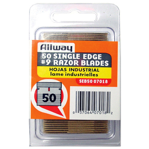 50 pk Allway SEB50 SEB-Series Single Edge Razor Blades, Clam Shell, 50-Pack