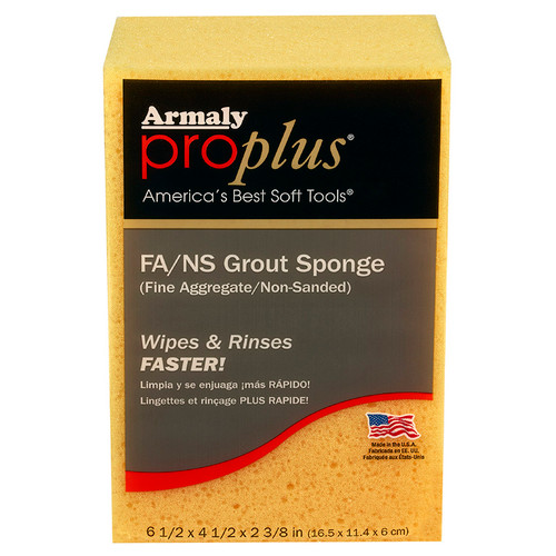 6-1/2" x 4-1/2" x 2-3/8" Armaly 608 Yellow ProPlus Fine Aggregate/Non-Sanded Grout Sponge