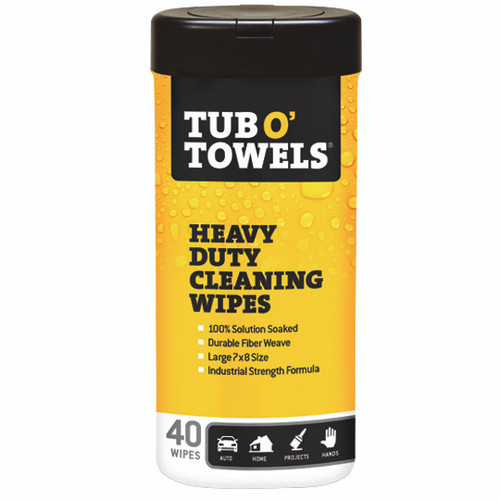 7" x 8" Federal Process Corporation TW40 Tub O'Towels Multi-Purpose Heavy Duty Cleaning Wipes, 40-Pack