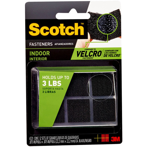 7/8" x 7/8" 3M RF4721 Black Scotch Fastener Reclosable General Purpose Indoor Fastener