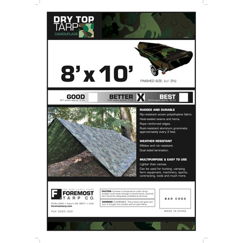 8' x 10' Foremost 40810 Camouflage Dry Top 7-Mil Tarp - Case of 25 8' x 10' Foremost 40810 Camouflage Dry Top 7-Mil Tarp - Case of 25