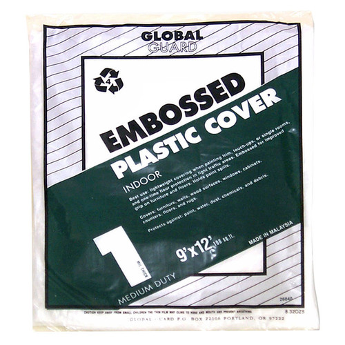 9' x 12' Premier 28040 Global Guard Embossed Plastic Dropcloth 2-Mil