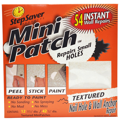 Stepsavers 00002 Stepsaver Self-Adhesive Mini Patch Smooth Wall Patch Kit, 54 Repairs Patches