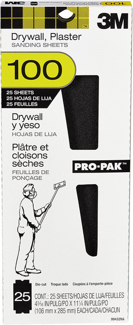 3M 10204-A 4.1875" x 11.25" M-127 (100D Grit) Drywall Sanding Sheets (100/pk)