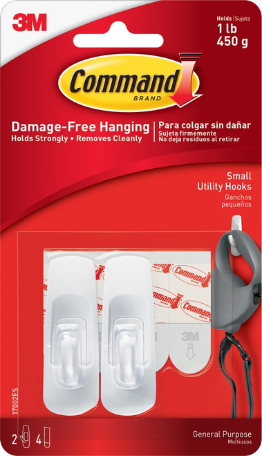 3M 17002ES Command Small Utility Hooks (2 hooks & 4 strips/pk)