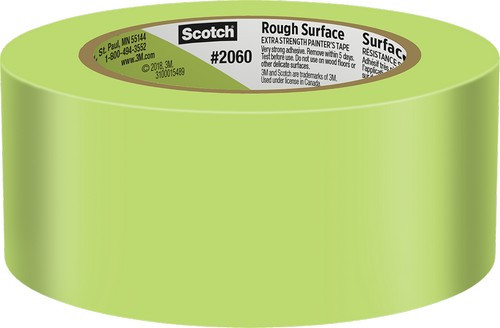3M 2060-48A-BK 1.88" x 60yd (48mm) Green Scotch Masking Tape for Hard-to-Stick Surfaces Bulk (24/pk)