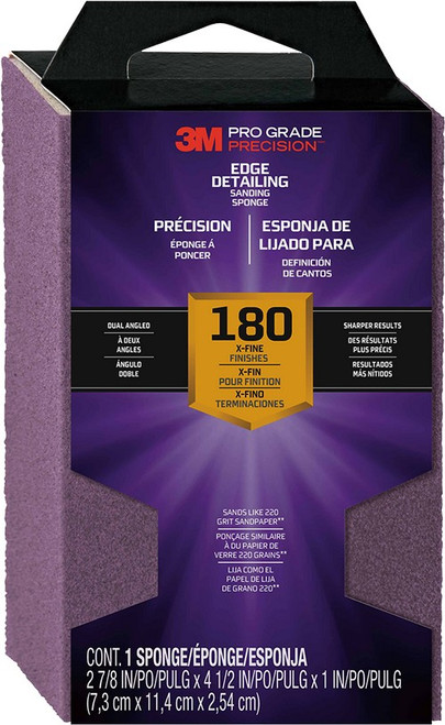 3M 24302TRI-XF-DA 2-7/8" x 4.5" (180 Grit) Pro Grade Precision Edge Detailing Dual Angle Sanding Sponge