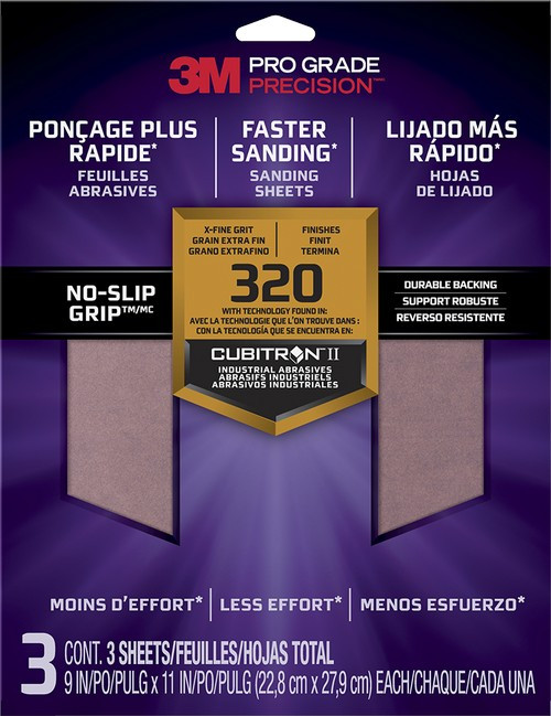 3M 26320TRI-3 9" x 11" Extra-Fine (320 Grit) Pro Grade Precision Faster Sanding Sheets (3pk)