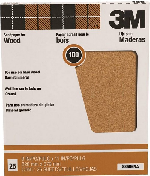 3M 88596NA 9" x 11" 100C Pro-Pak Garnet Sanding Sheets (25pk)