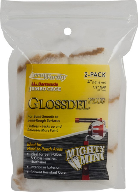 ArroWorthy 4-GLP4JCT/P 4" x 1/2" Nap Glossdel Plus Jumbo Cage Roller Covers (2pk)