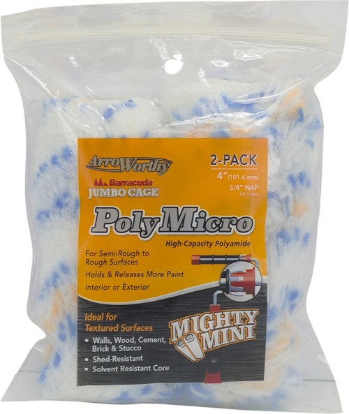 ArroWorthy 4-PLA6JCT/P 4" x 3/4" Polymicro Jumbo Cage Roller Covers (2pk)