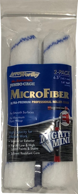 ArroWorthy 6.5-MFR2JCT/P 6-1/2" x 1/4" Nap Microfiber Jumbo Cage Roller Covers (2pk)