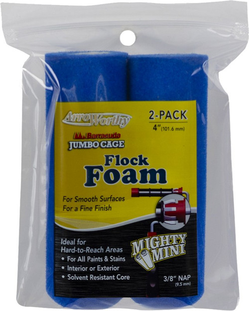 Arroworthy 4-FLK3JCT/P 4" x 3/8" Nap Flock N Foam Roller Cover (2pk)