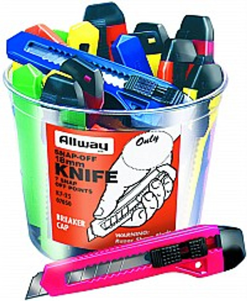 Allway K7-25 18mm 7-Point Snap Off Knife Labelled (25/bucket)