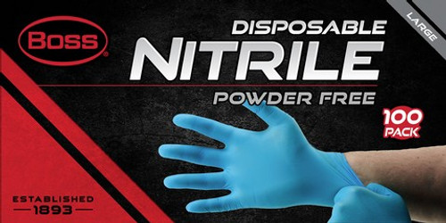 Boss B21041-L 4 Mil Large Blue Nitrile Disposable Gloves 100pk