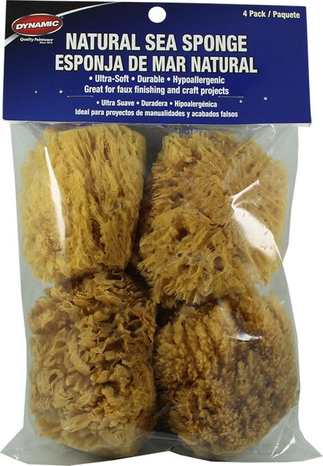 Dynamic 00034 4" Natural Artist and Craft Sea Sponges (4pk)