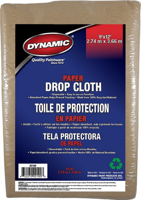 Dynamic 02100LAN 9' x 12' (2.74m x 3.66m) Treated Paper Drop Cloth