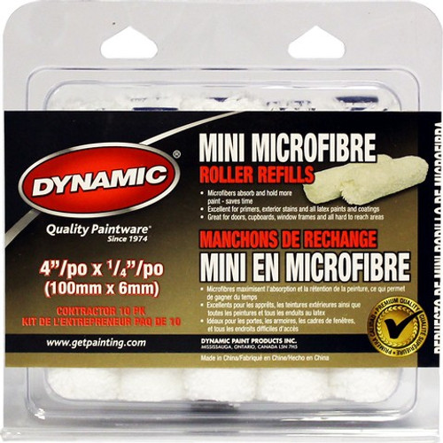 Dynamic 05705 4" x 1/4" (100mm x 6mm) Nap Microfiber Mini Roller Cover (10pk)