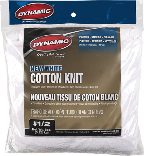Dynamic 99774 #1/2 8 oz. Bag New White Cotton Knit Wiping Cloth