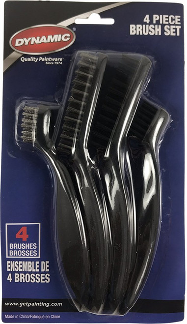 Dynamic DYN11021 4pc Mini Wire Brush Set (2-Nylon & 2-Stainless Steel)